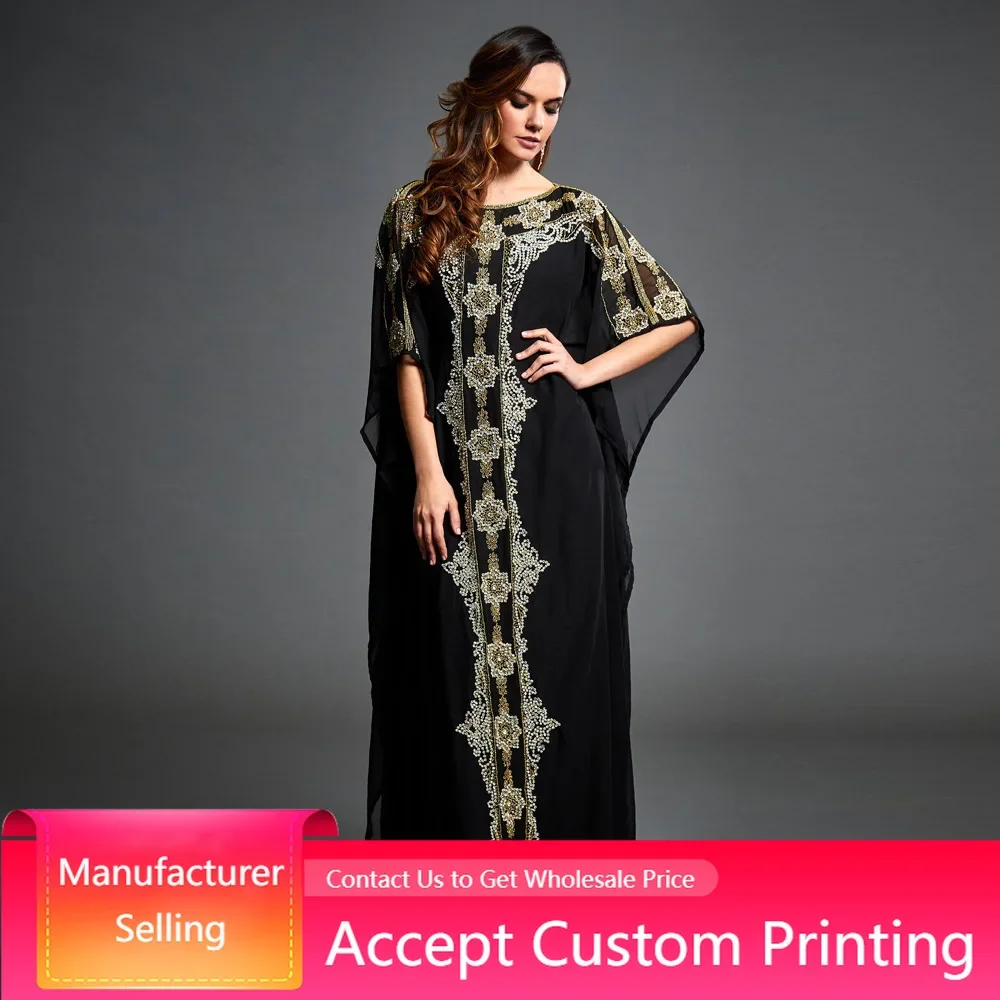 2022 Evening Dress African Clothes Robe Marocaine Luxury Loose Dress Plus Size Dubai Kaftan Abaya Middle East Muslim Dress