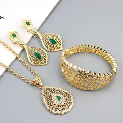 Neovisson Fashion Style Wedding Jewelry Sets Women Earring Necklace Cuff Bracelet Bangle Algeria Gold Color Bride Gift