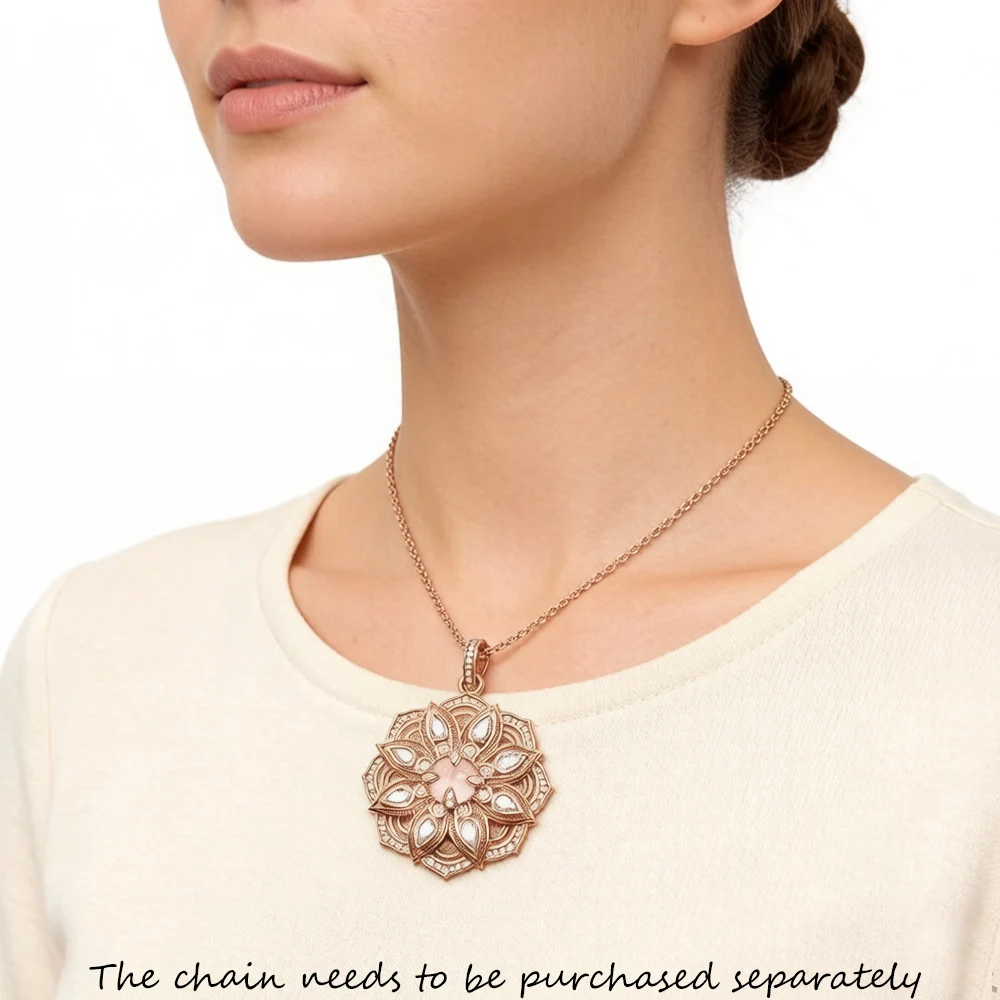 Pendant Pink Lotus Flower Fashion Jewelry Real 925 Sterling Silver Europe Style Accessories Gift For Women Girls