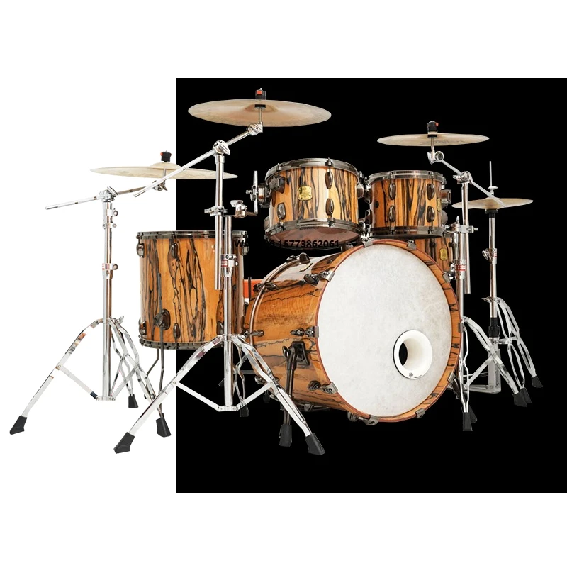 Professional-grade Black and White Ebony Drum Sets High-quality Percussion Instrument