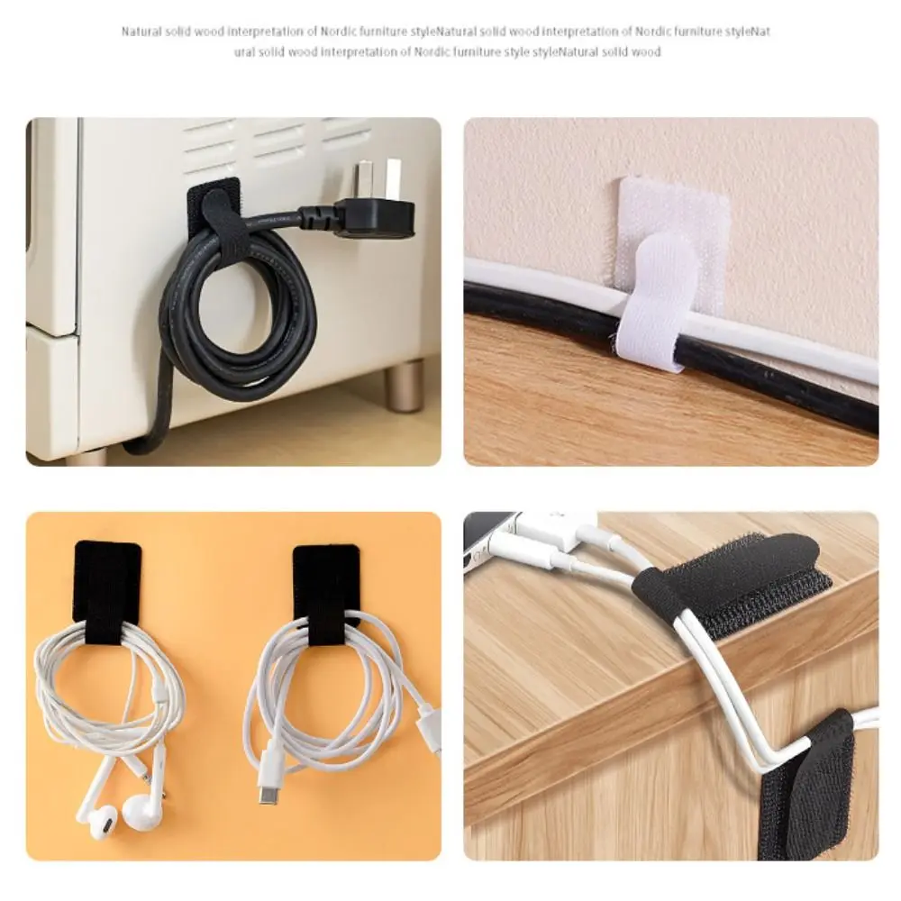 10 قطعة ربطات كابل جديدة قابلة لإعادة الاستخدام أشرطة قابلة للتعديل ربط منظم للأسلاك إدارة المكتب حامل حبل سلكي ذاتي اللصق #6