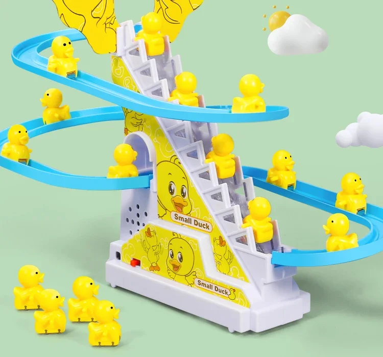 Children's Little Yellow Duck Climbing Stairs for Puzzle Electric Track