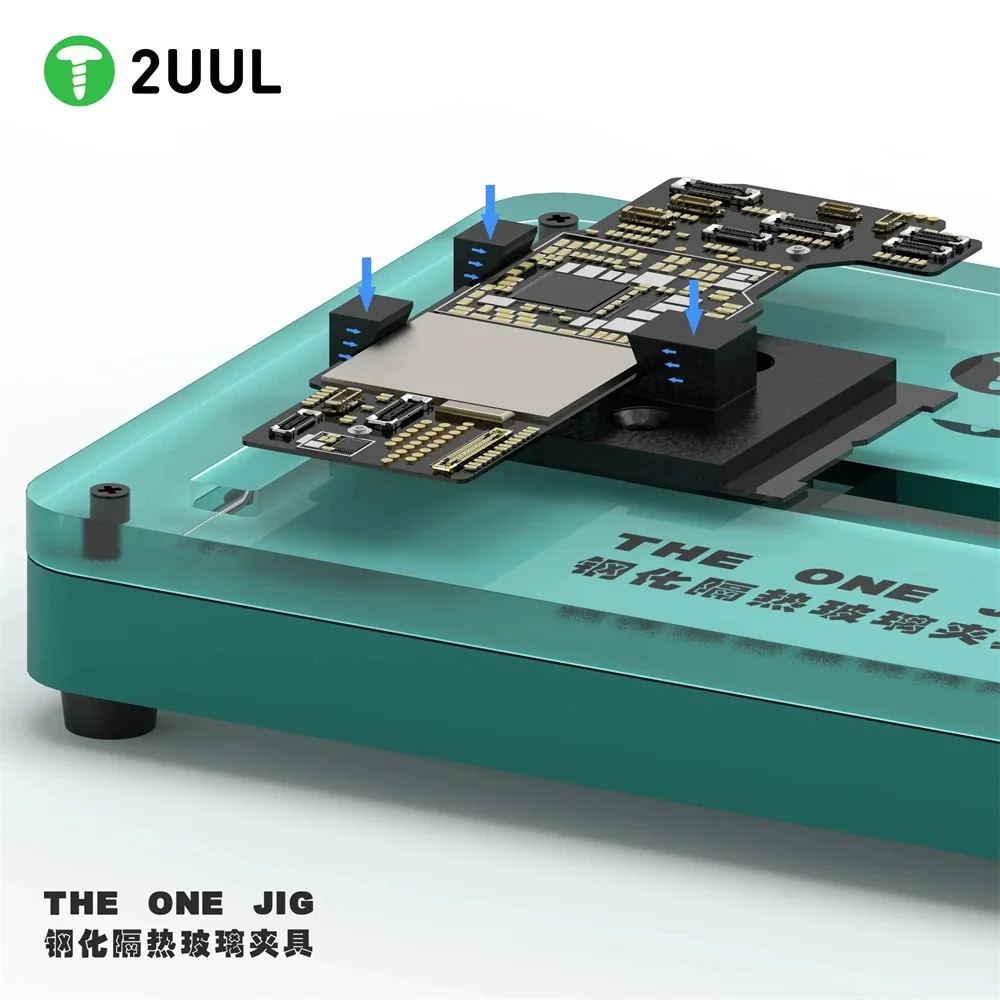 2UUL THE ONE Jig PCB Holder with Heat Resistance Glass Tempering Surface Motherboard Fixture for Mobile Phone Logic Board Repair