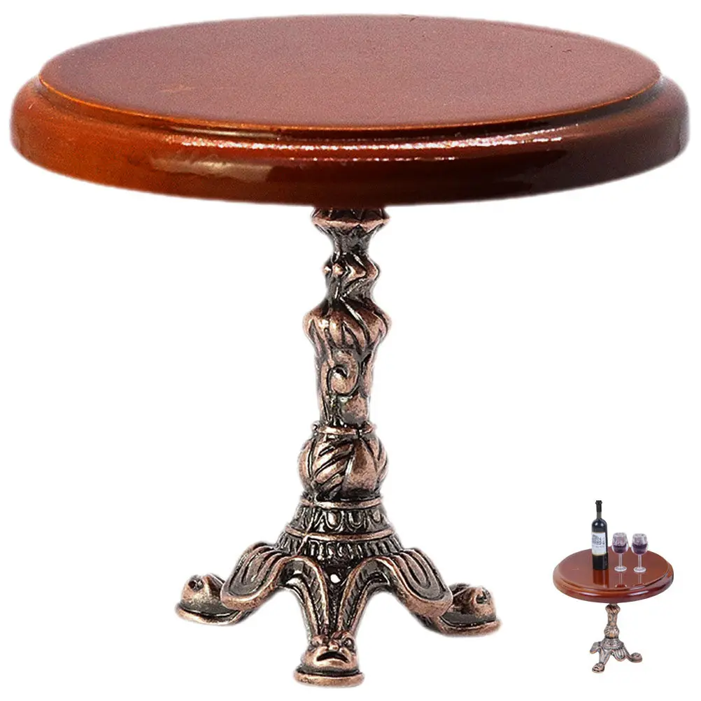 

Small Wooden Round Table for Mini Houses Delicate Craftsmanship Miniature Side Table Decor Adds Ambience to Tiny Homes