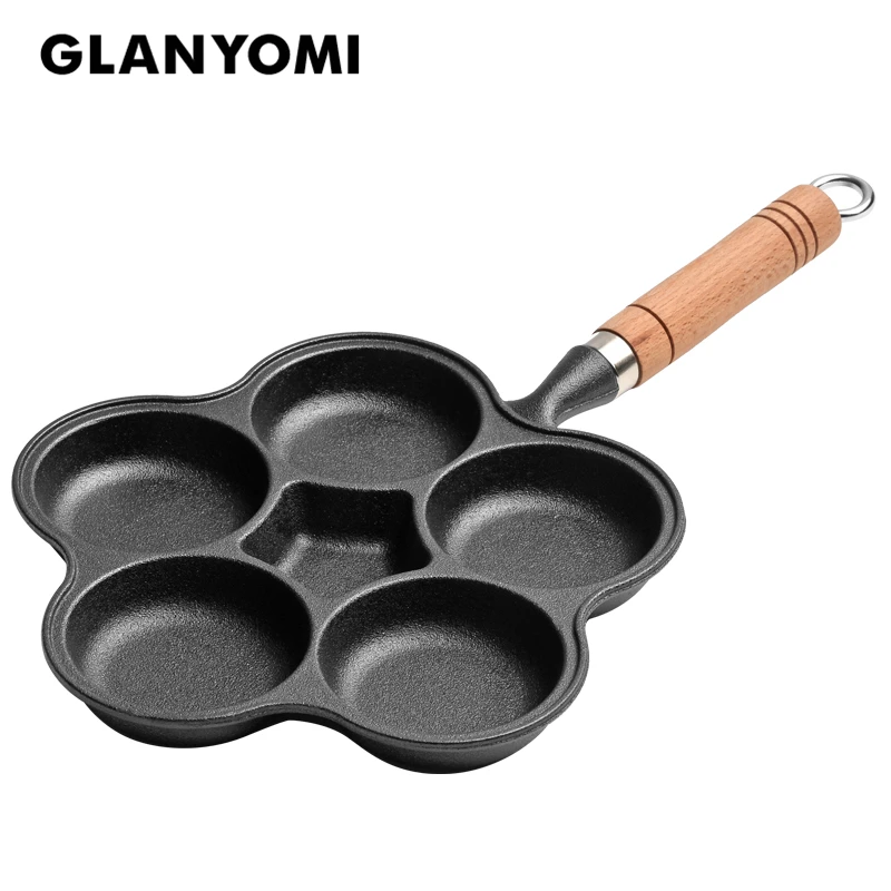 6-Cup Cast Iron Egg/Omelette/Pancake Frying Pan Non-stick Egg Cooker Pan Cooking Tools Kitchenware