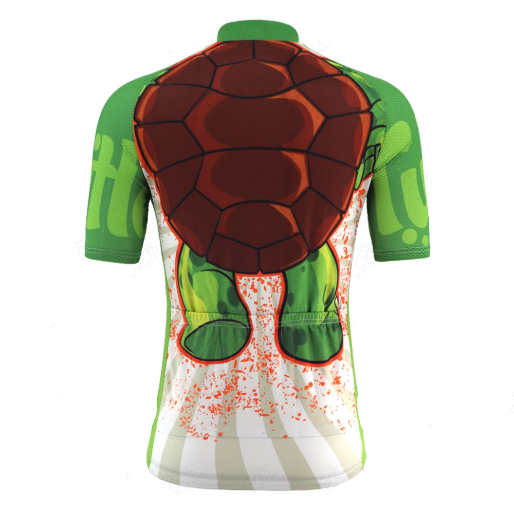 Cartoon Funny Turtle Cycling Jersey Men\'s Short Sleeve Green Bike Clothing Road Bicycle Shirts Jersey