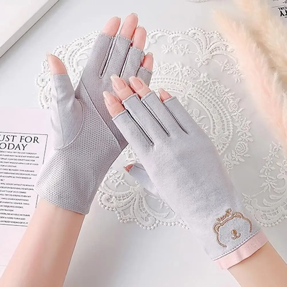 Dünne Sonnenschutz handschuhe Mode finger lose kurze Anti-UV-Handschuhe elastische Sonnenschutz handschuhe weiblich