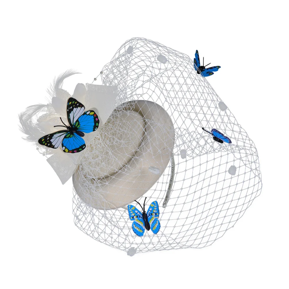 

1pc Gauze Mini Hat Hair Clasp Wedding Party Stage Mesh Headband Stylish Women Hair Hoop Decoration Elegant Net Yarn