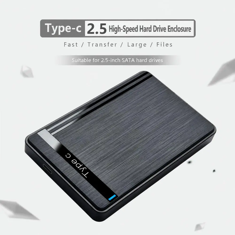 Mobile Hard Disk Box External Enclosure for 2.5inch SATA SSD and Mechanical Hard Drive Case Type-C Cable External Hard Drive