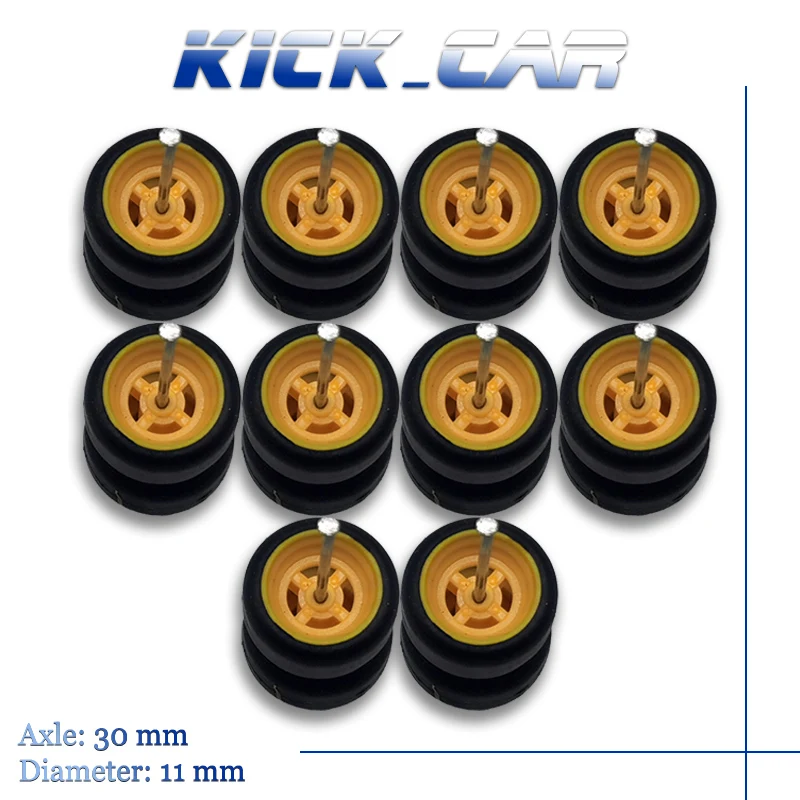 1/64 Wheels with Fixed Rubber Tires Four Spoke for Toy Models