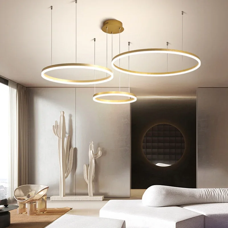 Imagem -03 - Modern Led Chandeliers For Living Room Circle Pendant Light Pendurado Lâmpada Sala de Jantar Cozinha Quarto Novidades Chandelier Lighting