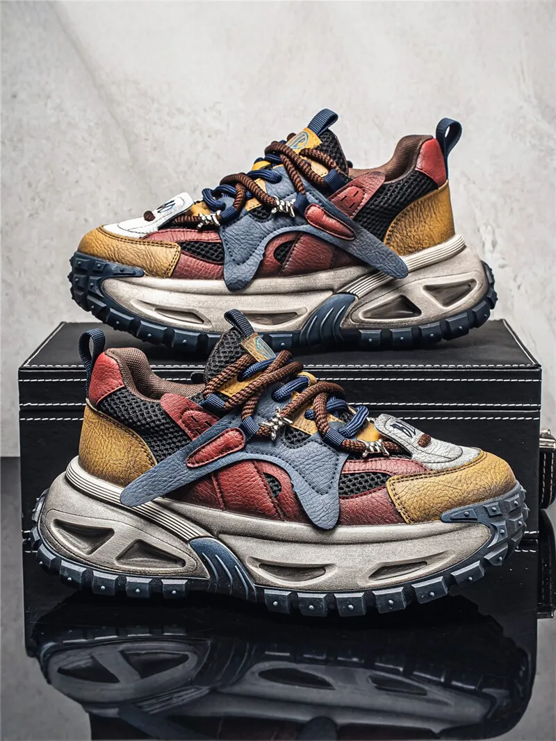 Men's Sporty Dad Shoes Fall 2026 New Style Heightening Casual Running Shoes Breathable Mesh Inner Thick Bottom Shock Absorption