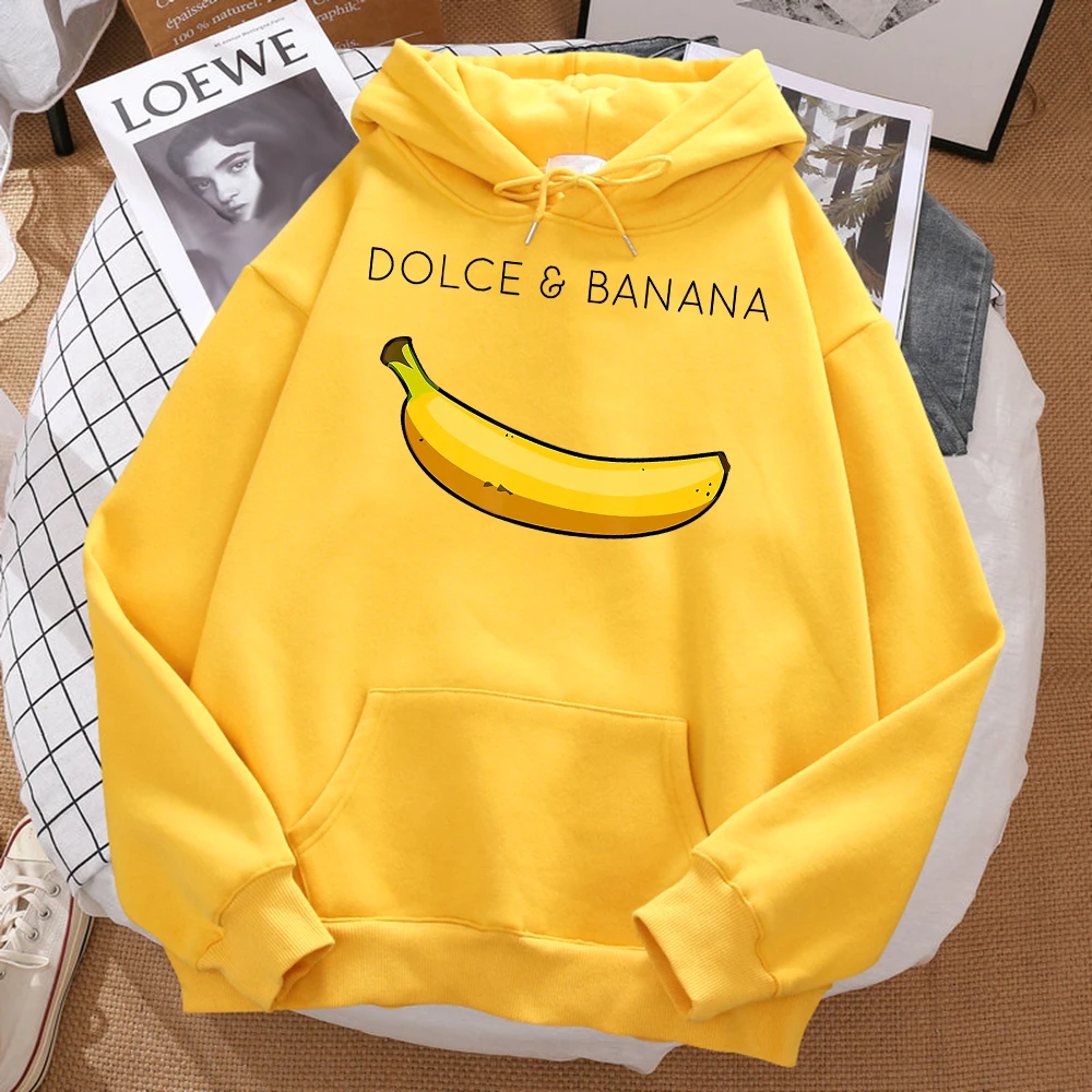 Funny Dolce&Banana Prints Unisex Sweatshirt Autumn S-Xxlhooded Fleece High Quality Hoodies Hipster Casual Loose Clothes Women\'S