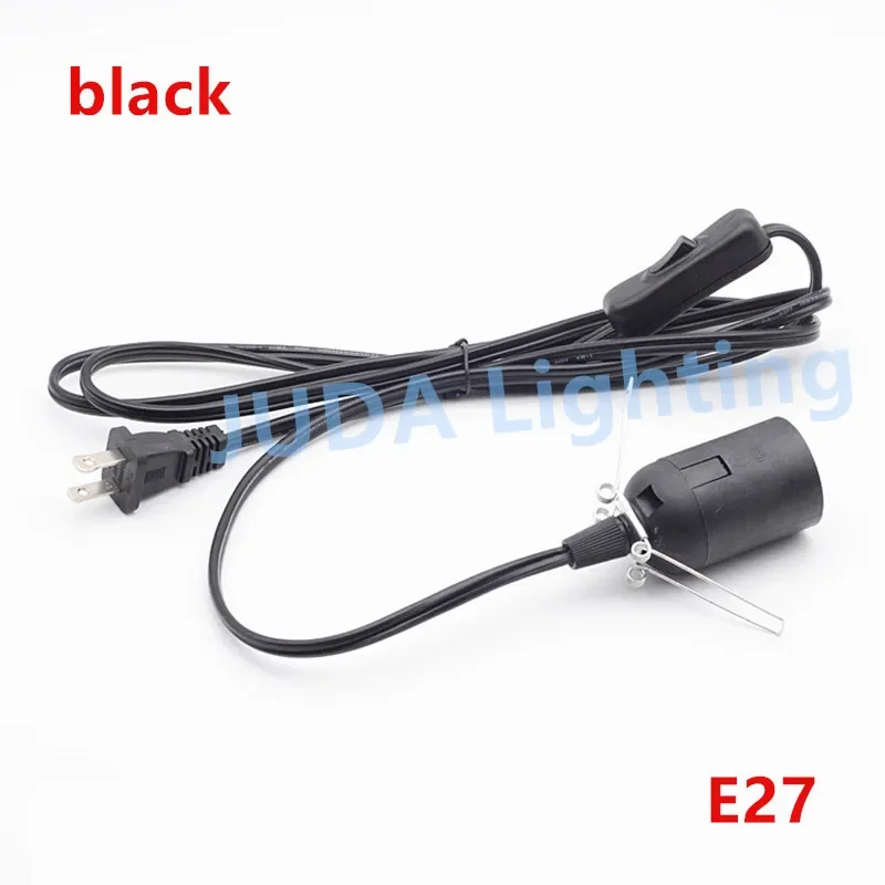 E27 E14 socket lamp holder with cable wire cord set US 2 pins plug Electrical Wires on/off switch cable with bracket lamp base