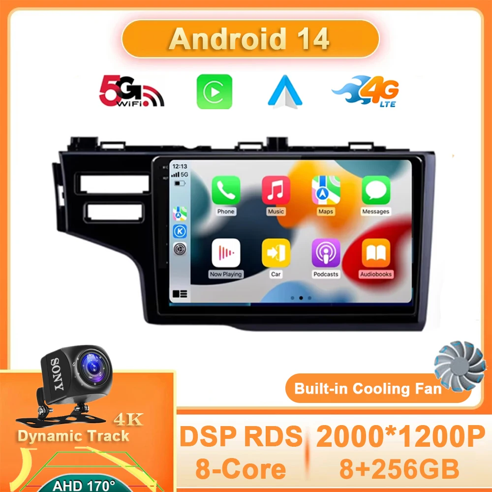 

Android 14 Car Radio Carplay Auto GPS For Honda Jazz 3 2015 - 2020 Fit 3 GP GK 2013 - 2020 QLED Multimedia Player Navigation DSP