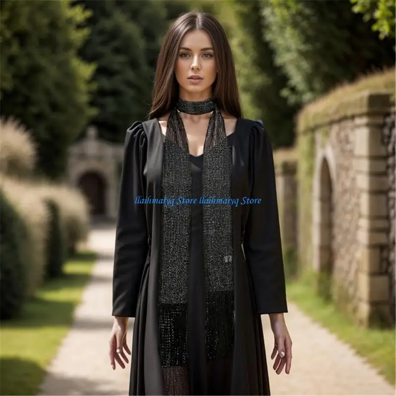 573b длинный шарф шарф элегантный шарф с бахромой для вечерней вечеринки и путешествий