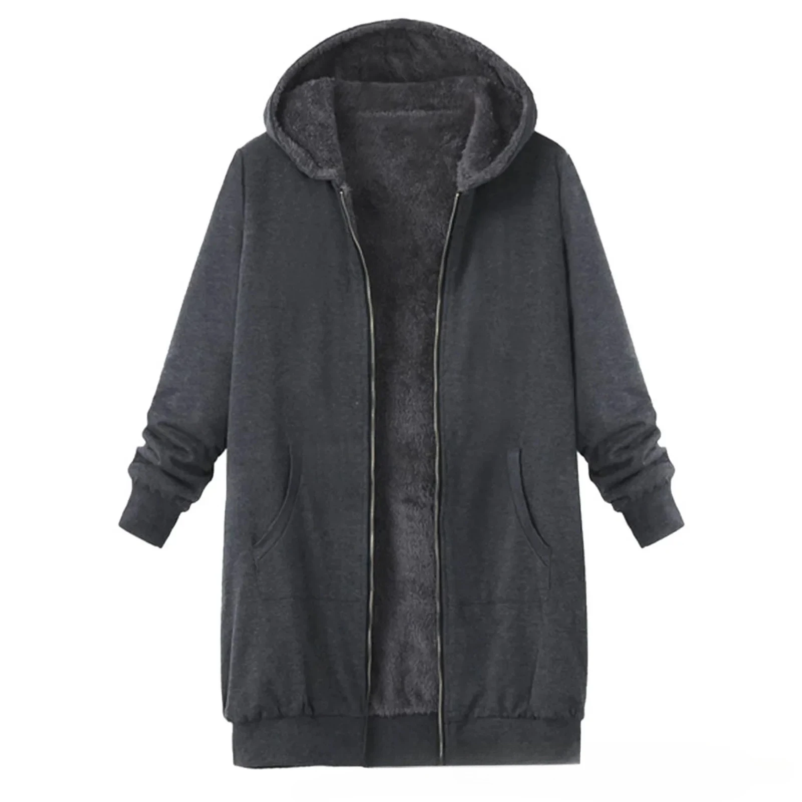 

Утолщенный свитшот, кардиган, пальто, куртка средней длины, кепка Amazon, женская осенне-зимняя флисовая подкладка