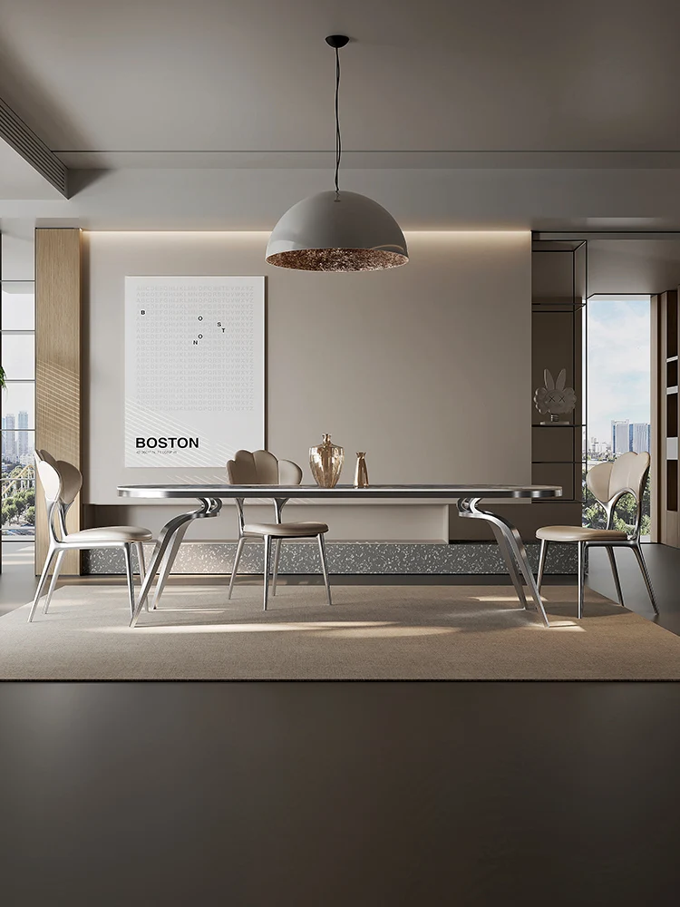 Dining Table Simple Modern Household Small Apartment Light Luxury High-End Marble Dining Table Rectangular