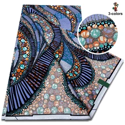 New African Fashion Glitter Grand Golden Wax Fabric High Quality Nigeria Gold Printed Ankara Wax Materials 6yards Women Pagne