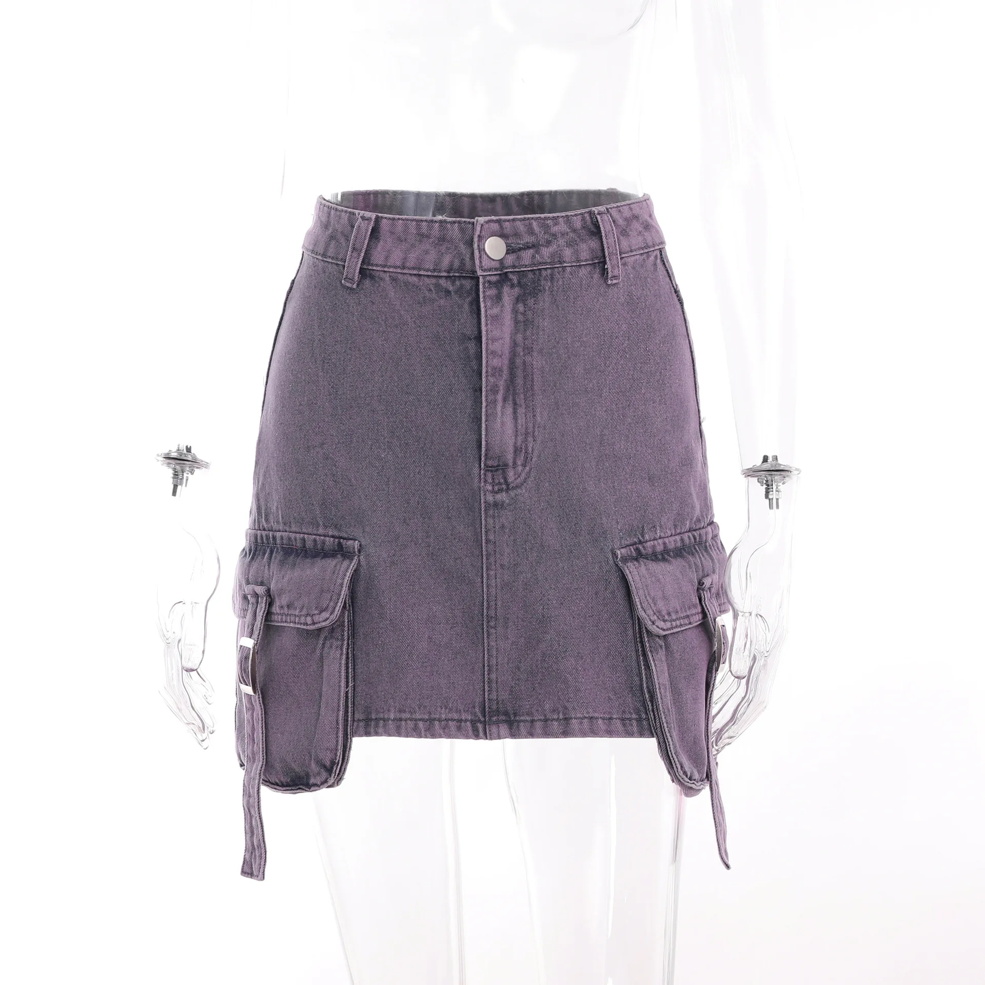 Denim Mini Skirt Dress Sexy Y2K Streetwear 2023 Women Fashion Summer Clothing Cargo Dress High Waist Pencil Cute Pocket Skirts