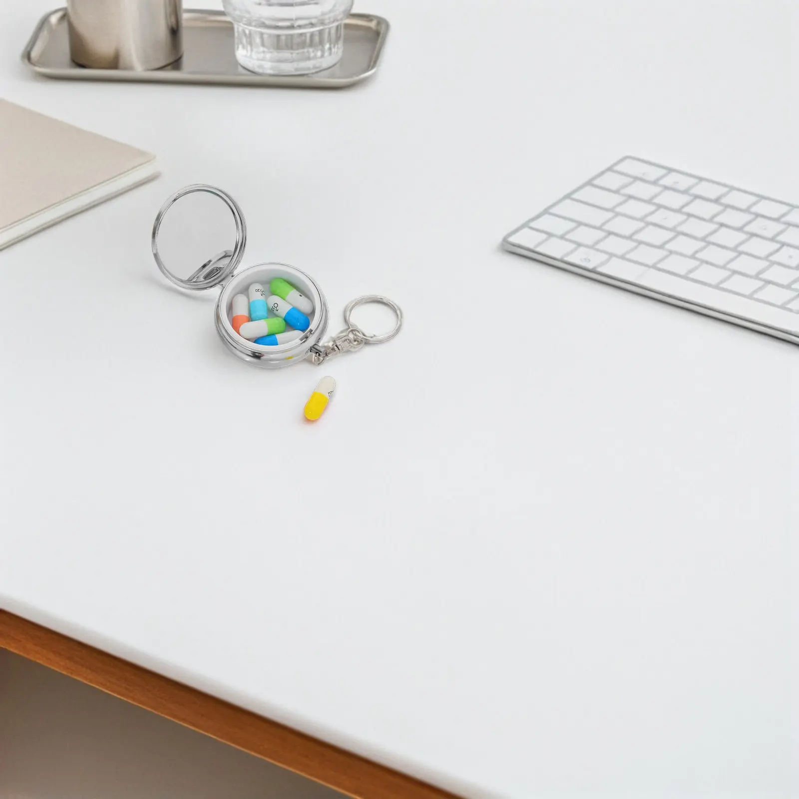 

2Pcs Small Pill Organizer Keychain Portable Mini Pill Case Keychain Compact Medicine Box for Travel Emergency Daily Medication