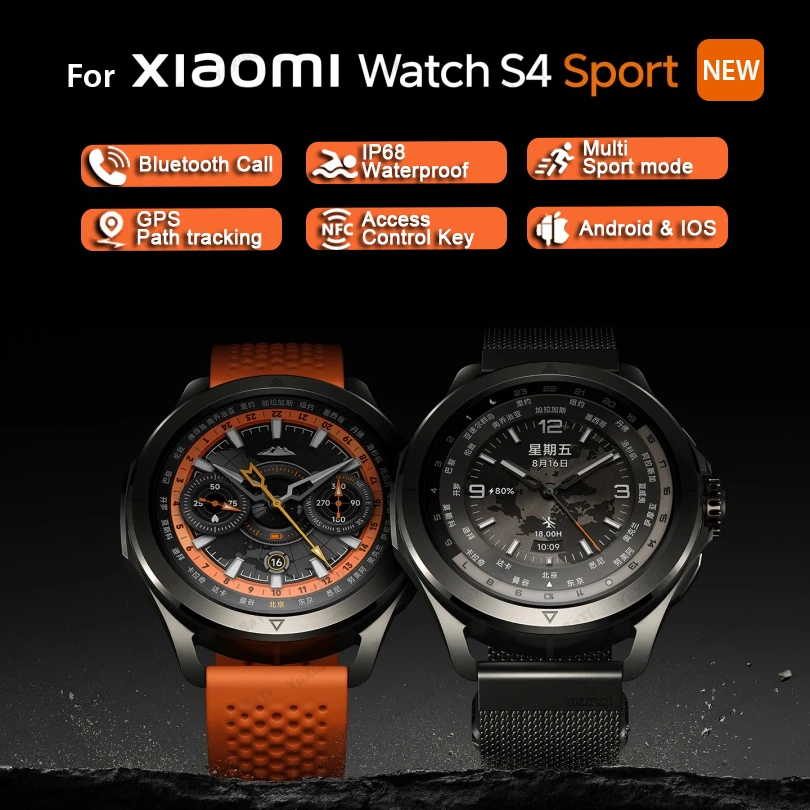 

New For Xiaomi S4 Ultra Smart Watch Men AMOLED Outdoor Sports NFC GPS Compass Heart rate Waterproof Bluetooth Call Smartwatches