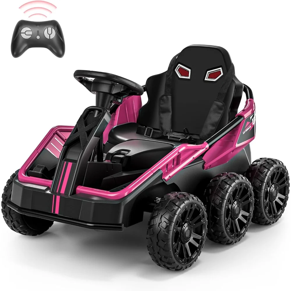 

24V Go Karts, 6 Eva Wheels UTV, 4x75W 5.9MPH Powerful Electric Car, 4WD/2WD Switch, Parent Remote, 4 Shock Absorbers