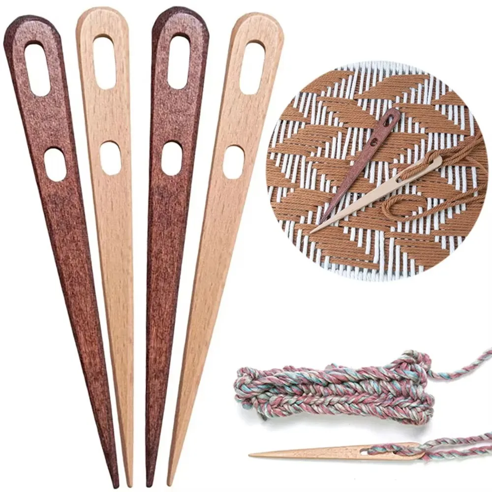 2/4Pcs DIY Large Eye Sewing Needle Needlework Tapestry Wooden Knitting Needle Set Crafts Crafting Projects