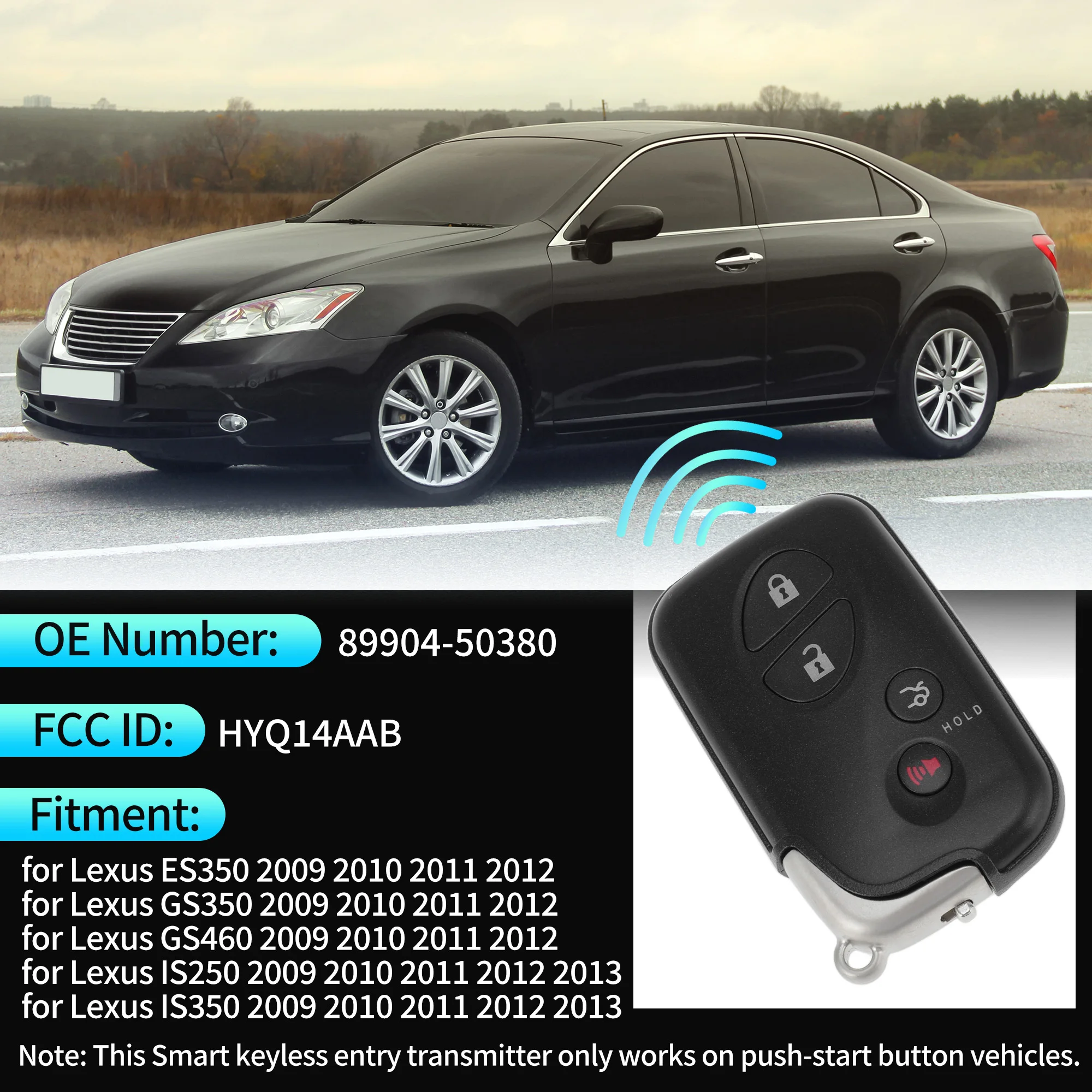 UXCELL HYQ14AAB 315 MHz Keyless Entry Remote Key Fob for Lexus ES350 GS350 GS460 09-12