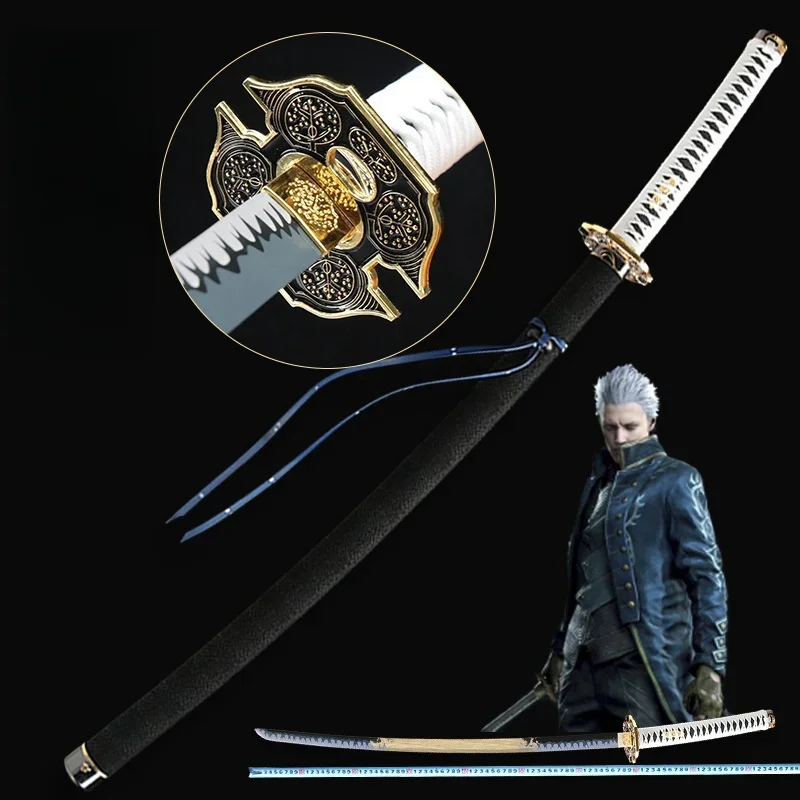 104cm Vergil Yamato Katana Devil May Cry 5 DMC Cosplay Prop cuchillo Ninja Real Yamato japonés Katana samurái espada juguete Anime regalo