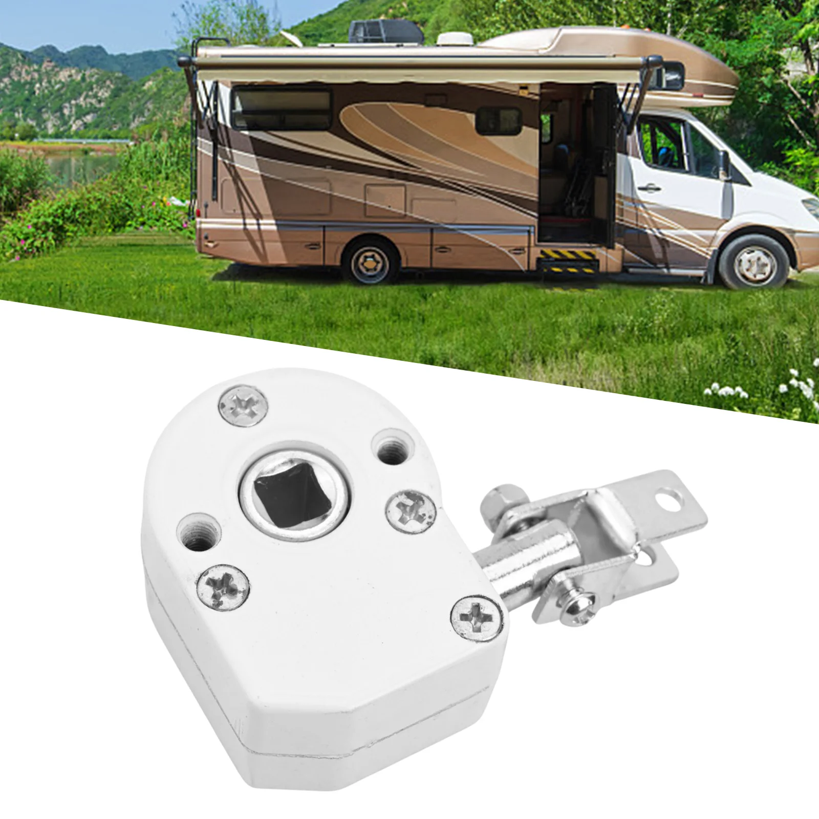 1pc Worm Gear Awning Manual Crank Mechanism Worm Gearbox For Awning Winches White Aluminum Alloy Construction High Load Capacity