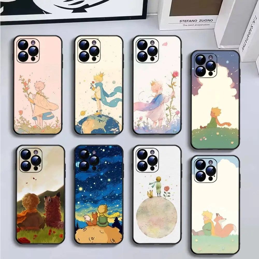 

Anime The Little P-Prince Phone Case For iPhone16,15,14,13,12,11 Plus,Pro Max,XS,X,XR,SE,Mini,8,7,Soft Black Cover