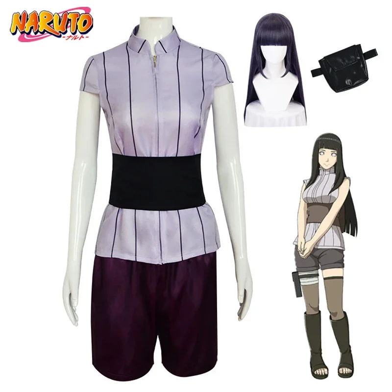 

Naruto Hyuga Hinata Cosplay Costume Props Wigs for Women Ninjas T-shirt Trunks Set Anime Role-playing Comic-Con Performance