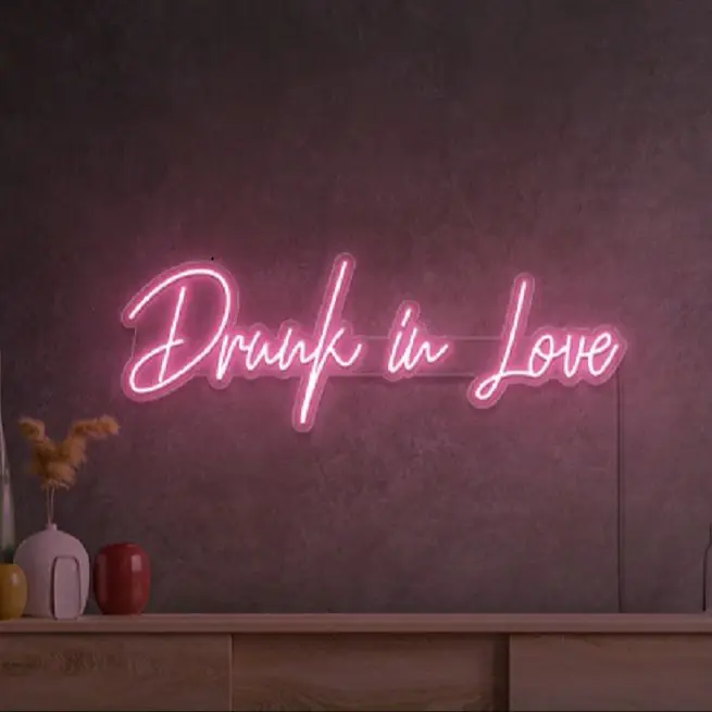 Enseigne au néon personnalisée Drunk In Love, lumière de mariage avec logo, lampes LED de fiançailles, fête de jardin, maison, chambre à coucher, art, décoration murale, cadeau