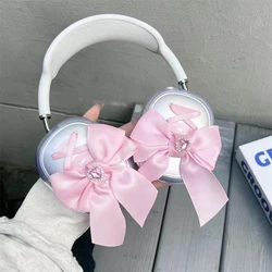 Cute Girl Pink Silk Bow Soft Headphone custodia protettiva per auricolari per Apple Airpods Max