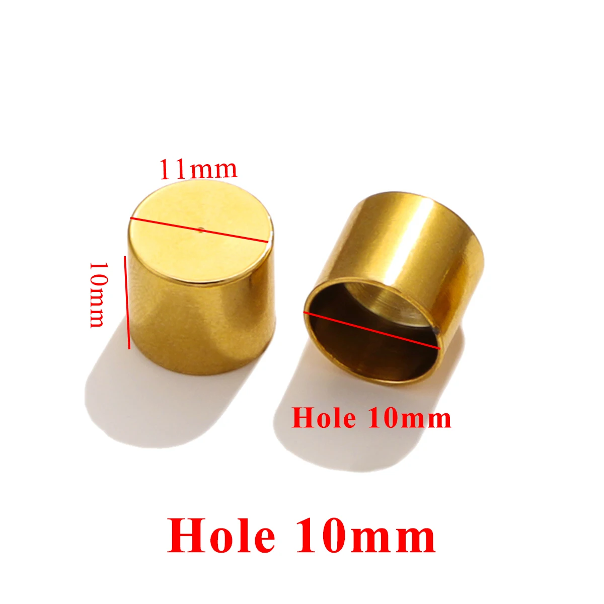 10 Stück Edelstahl-Zylinder-Lederbandverschluss, goldfarbene Crimp-Spitzen-Endkappen für Halskette, Armband, Verbinder, Schmuckherstellung
