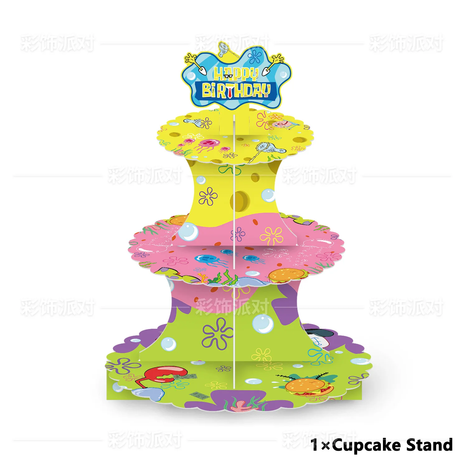 SpongeBob SquarePants Birthday Party Cake Stand Dessert Stand 3rd Floor Paper Cake Tower Party Decoration Supplies