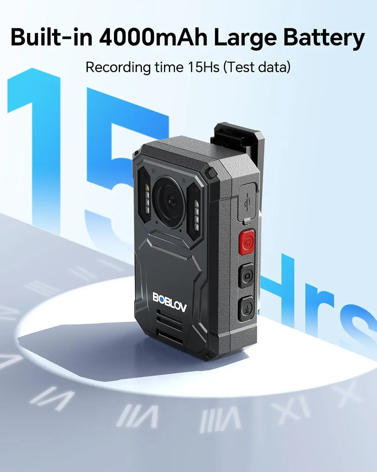 BOBLOV KJ23Pro 2K Body Camera 128GB 4000mAh 15H Night Vision Car Mount Dashcam Security Law Enforcement Outdoor Work image 4
