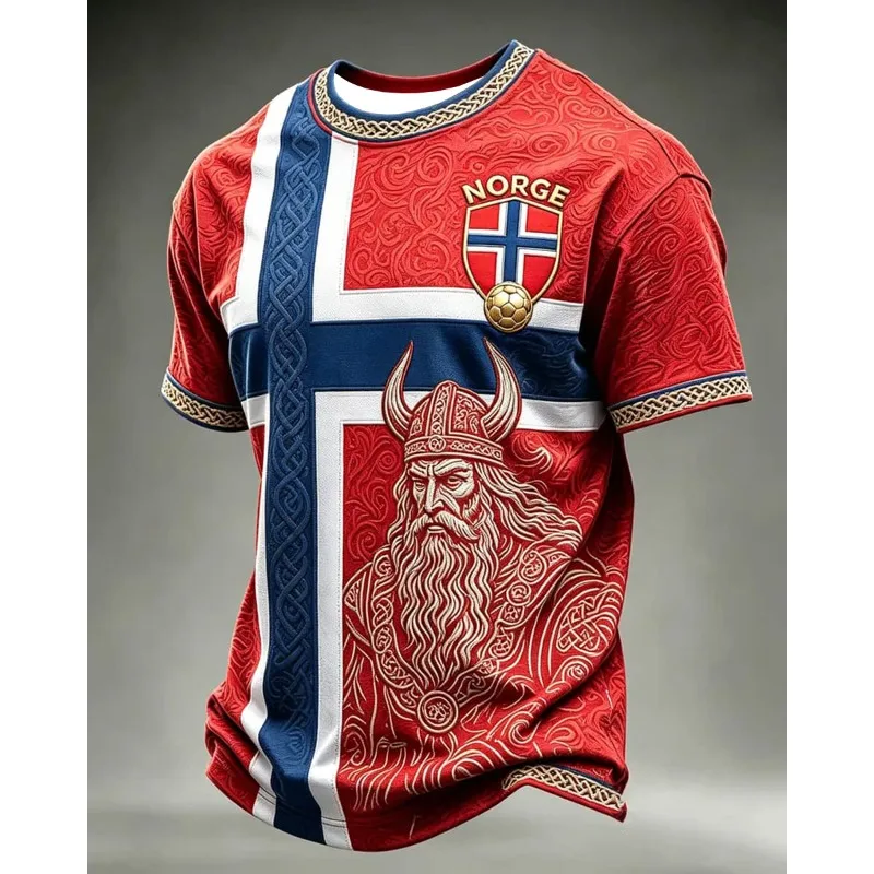 Family Matching Norway Soccer Jersey Viking Warrior Portrait Oversized Short Sleeve Breathable Quick Dry Mesh Match Day Outfit