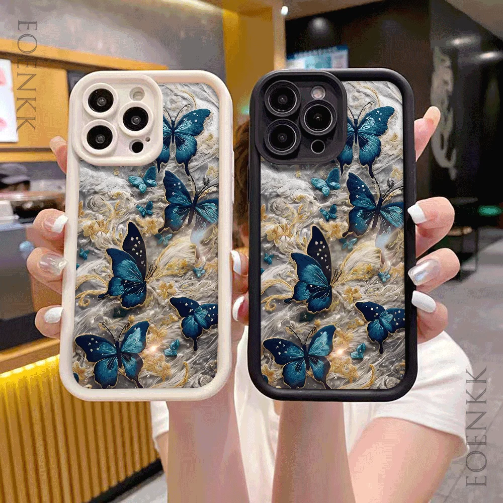 High Order Butterfly Pattern Phone Case for IPhone 11 12 13 14 15 16 Pro Max XS XR X 7 8 14 15 16 Plus 12 13Mini Soft Back Cover