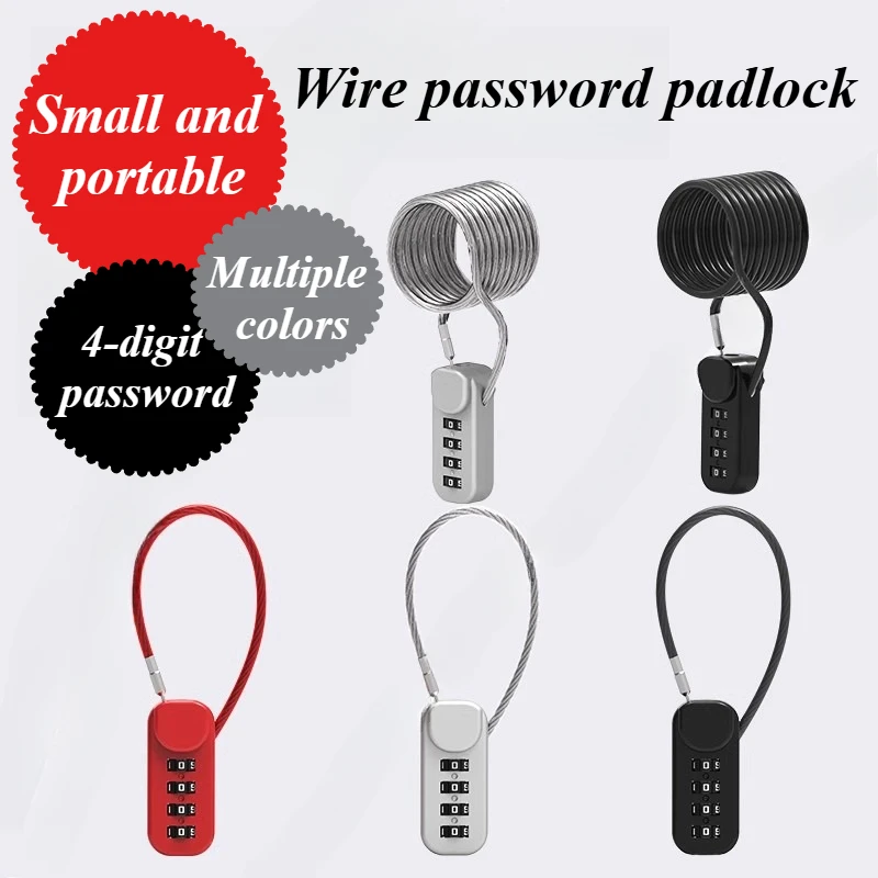 Spring Coil Tali Kawat Baja Kunci Kata Sandi Ransel Koper Tas Pena Gembok Mini Kunci Elektronik Pintar