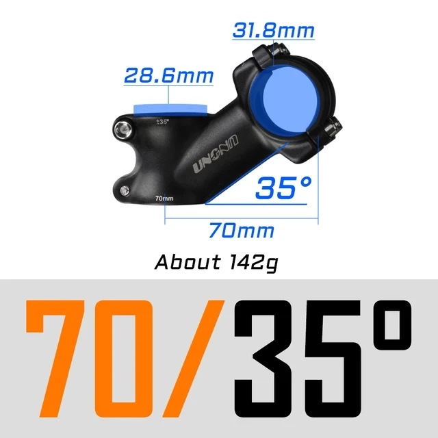 UNO MTB-Fahrradvorbau -7 17 35 Grad ultraleichte Aluminiumlegierung 31,8 mm 60 70 80 90 100 110 120 130 mm Rennradvorbau King Alloy