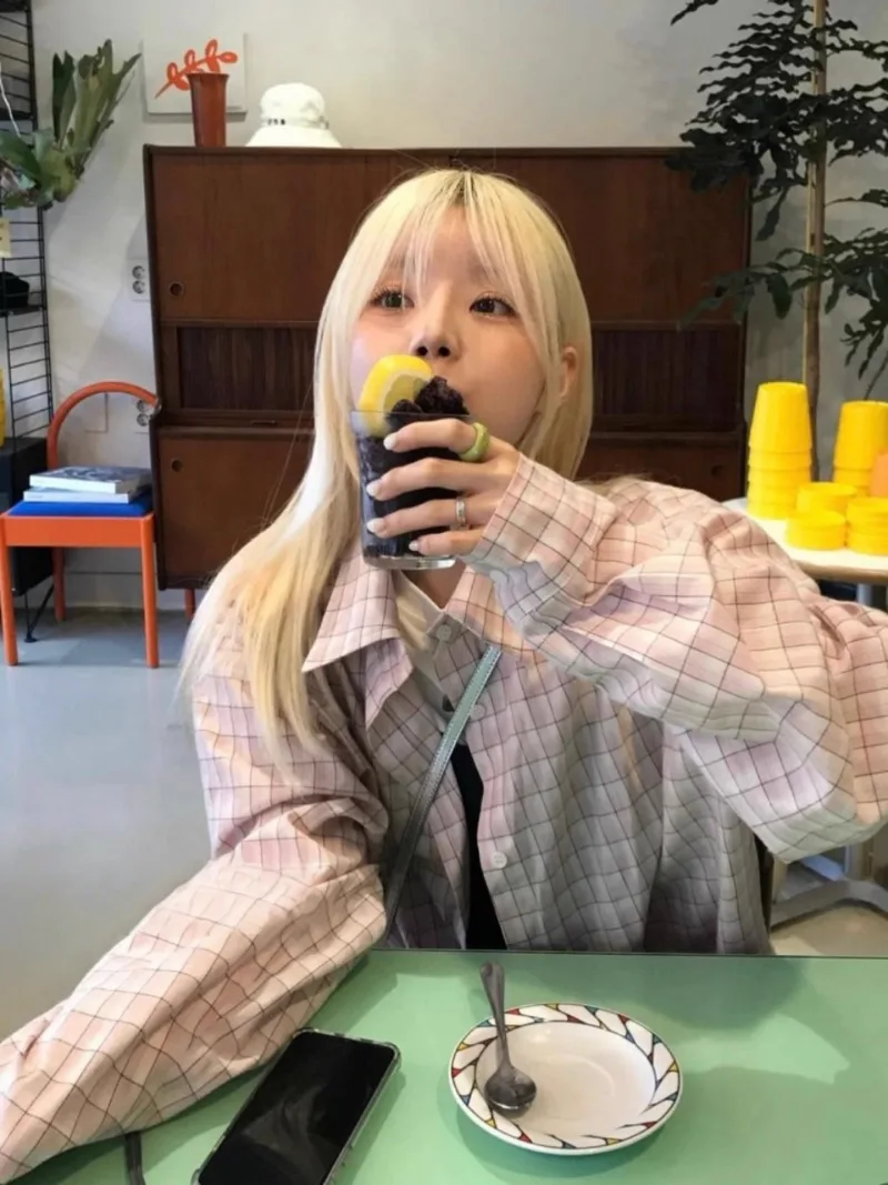 

Blusas Mujer De Moda 2025 Verano Elegantes Pink Plaid Shirt Chemise Femme Shirts & Blouses Y2k Chic Korean New Top