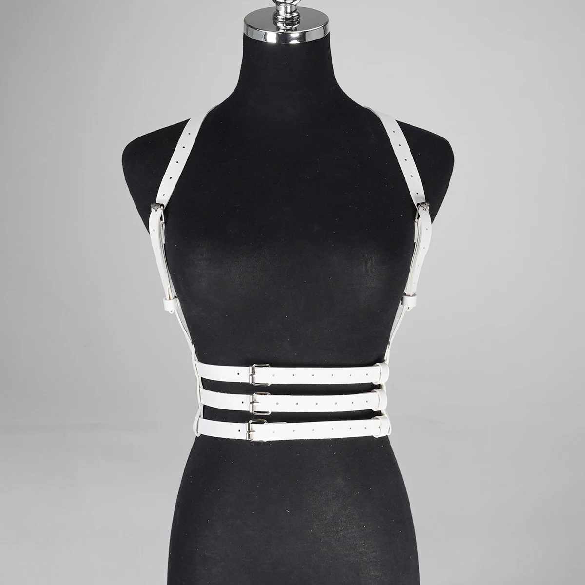 Women's Wide-Body White Waist Belt Adjustable PU Leather Buckle Three-Layer Belt Design Punk Goth Style Festive Parties & Casual