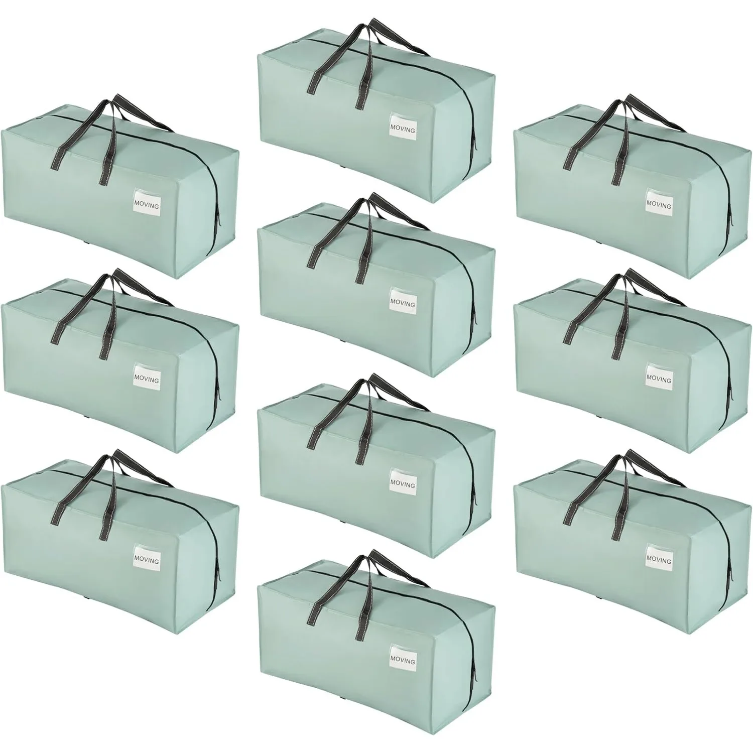 

10 Pack Moving Bags w/Backpack Straps, Heavy Duty, Moving Boxes Alternative, Packing Supplies, Large Storage Totes