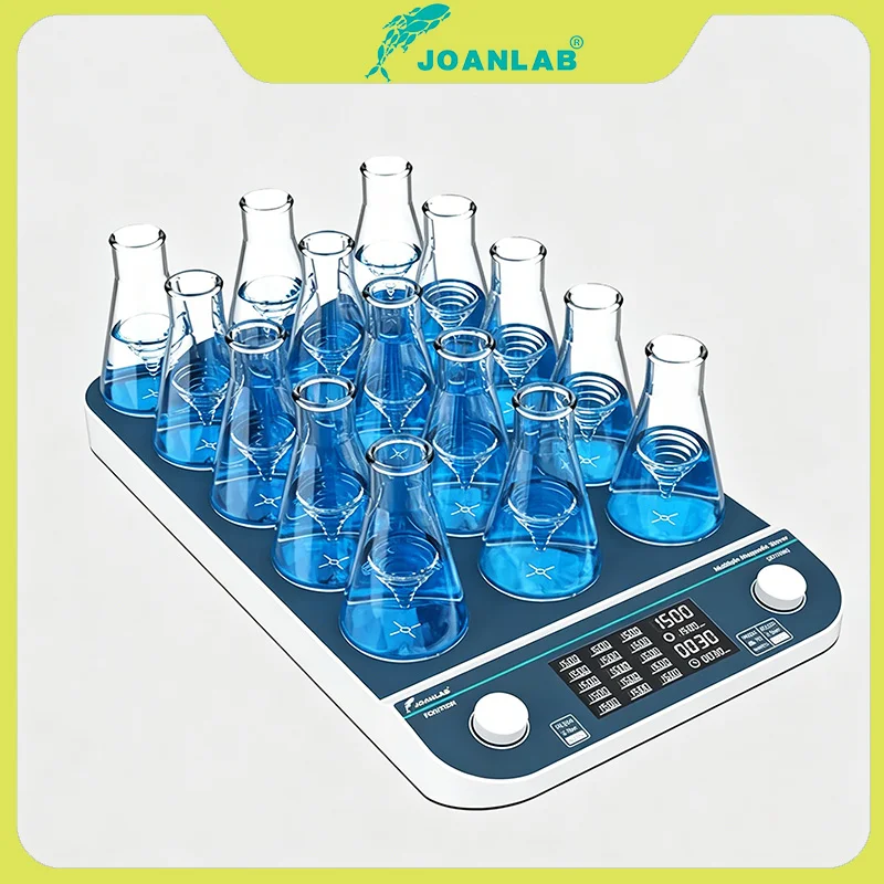 15-Position Magnetic Stirrer MMS15Max, 15x250ml/8x500ml, 50-1500rpm, Brushless Motor, Digital Timing Lab Stir Plate