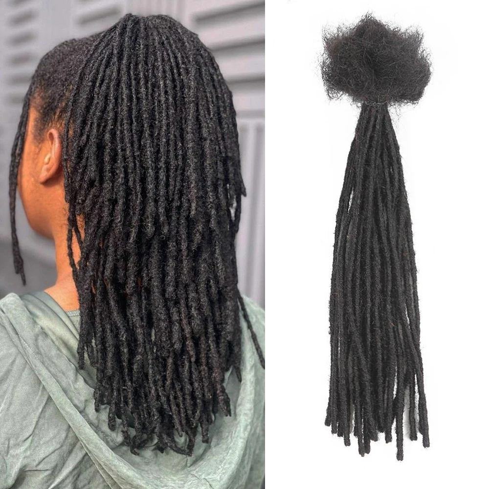 0.2cm Human Hair Dreadlock Extensions 20 Strands/Pack for Men/Women Kinky Twists Soft Braids Extensions 8-18 Inch