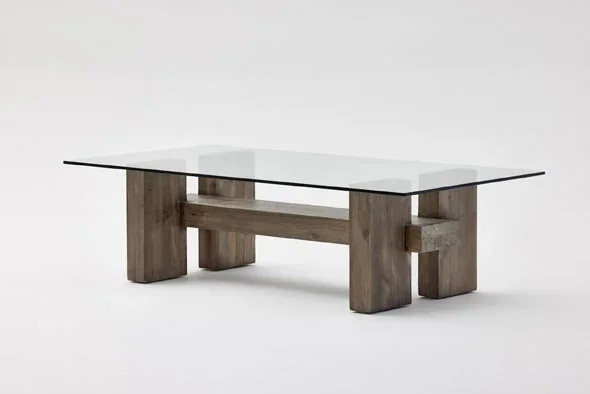 Nordic Table Wohnzimmermöbel Massivholz-Glasplatte Material Couchtische für Villa