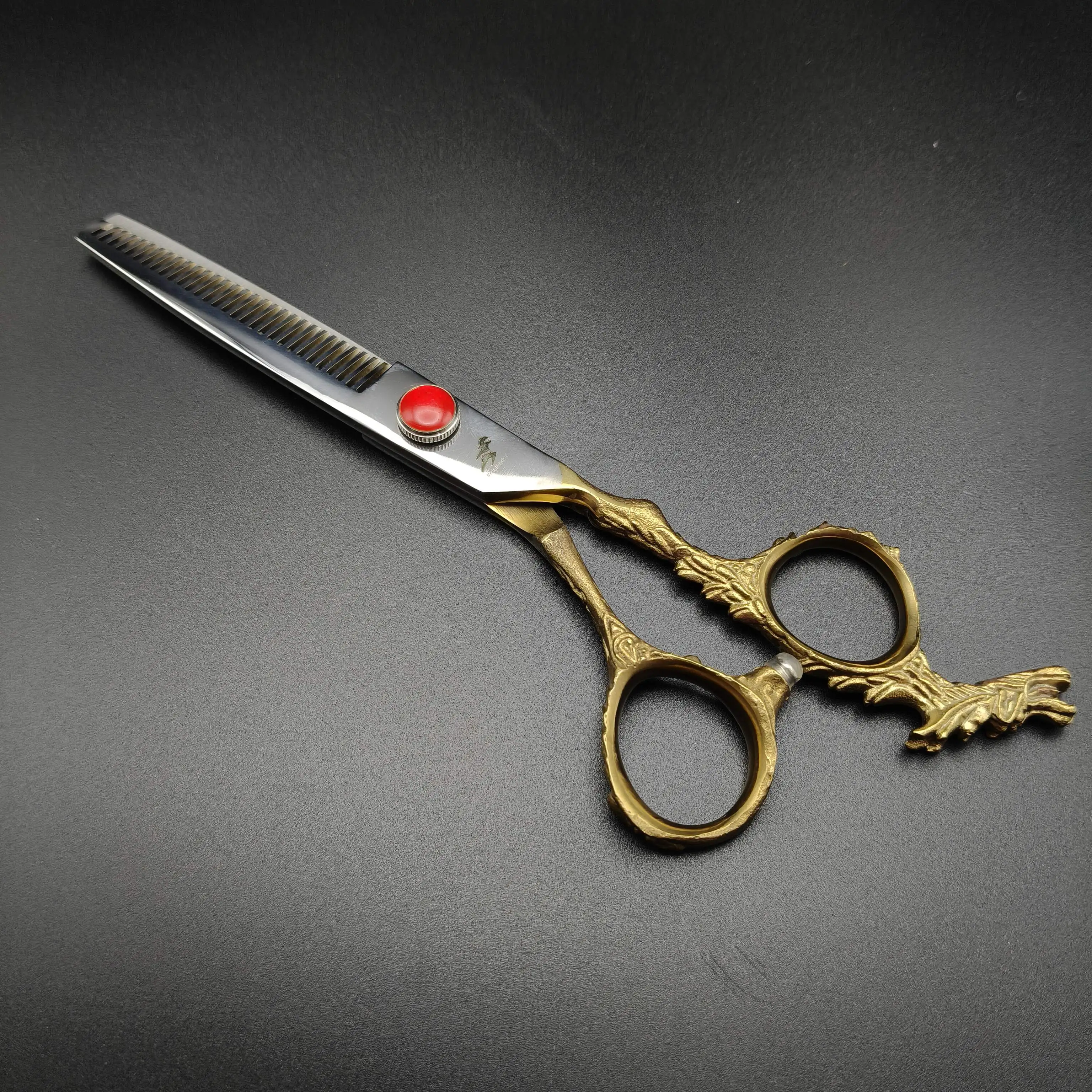 Freelander 6,0-Zoll Professionelle Friseurschere aus 440C Edelstahl mit Damaszener-Muster, Dünne Schere für Friseursalons – Detail 5