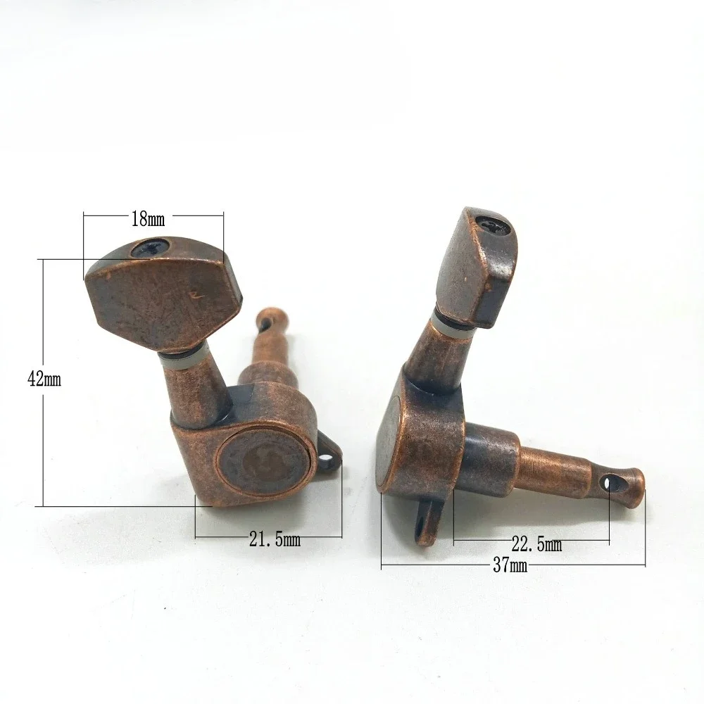 

Машины для настройки электрогитары 6R, красные бронзовые закрытые тюнеры, маленькие квадратные колышки для грифа (правая сторона) для 6-струнных гитар